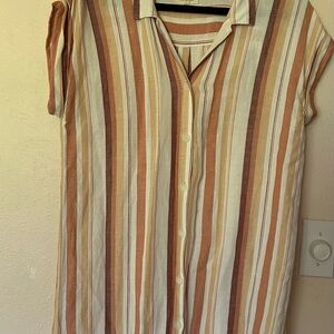 Striped Button-Up linen dress